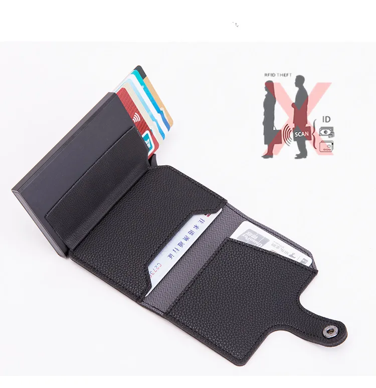 GODOMON Новые мужские и женские кошельки для кредитных карт, RFID автоматические всплывающие кошельки, металлические кошельки, мини-держатель для карт бумажники