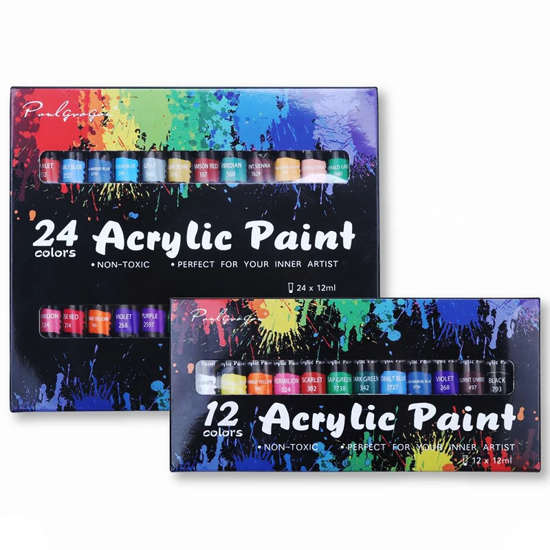 

Acrylic Paint Set of 24(12ml 0.4 fl oz) for Fabrics Painting Clothing Pigments Non-Fading Non-Toxic Professional Artist Painting
