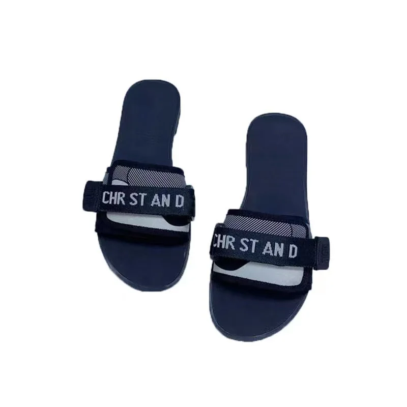 

2021summer New Embroidered Velcro Women's Slipper Flat for Outdoors Slippers