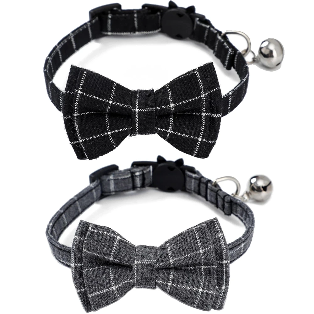 

Classic Plaid Cat Collars Adjustable Safety Breakaway Bowknot Kitten Necklace Puppy Chihuahua Rabbits Bow Tie Pets Accessories