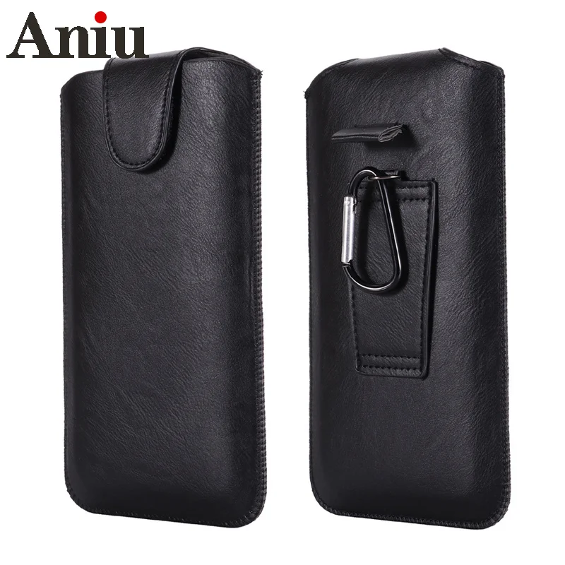 

Universal Holster Belt Phone Case 4.7-6.7 inch For iPhone Samsung Huawei Xiaomi LG Smart Phones Leather Ultra-thin Waist Bag
