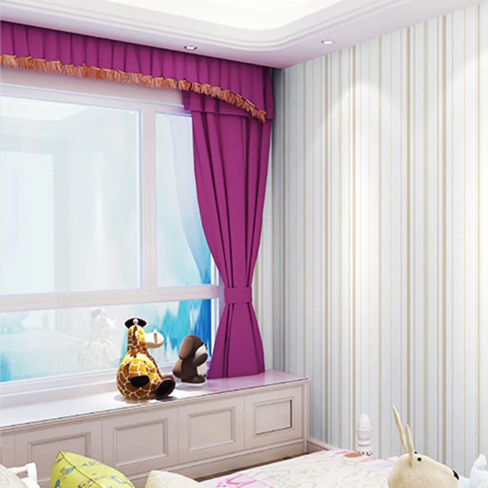Child Room Striped Wallpaper Girl Boys Wallpapers Roll Wall Decoration Modern Minimalist Blue Vertical Stripes | Дом и сад