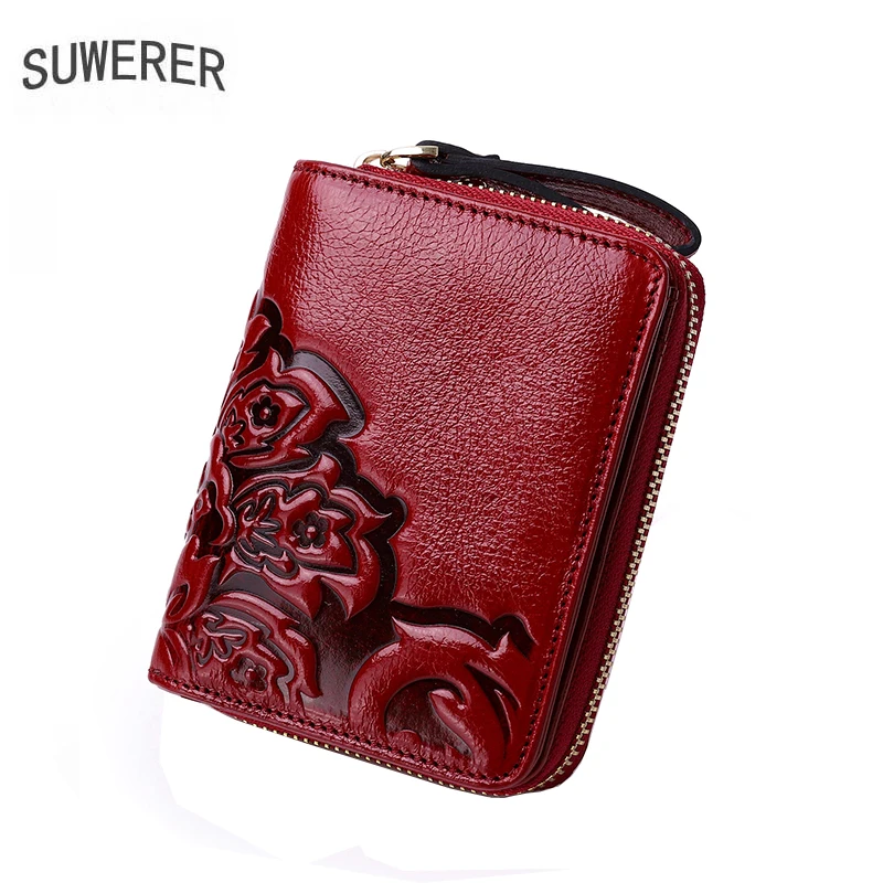 Женский кошелек SUWERER из натуральной кожи клатч с несколькими отделениями для