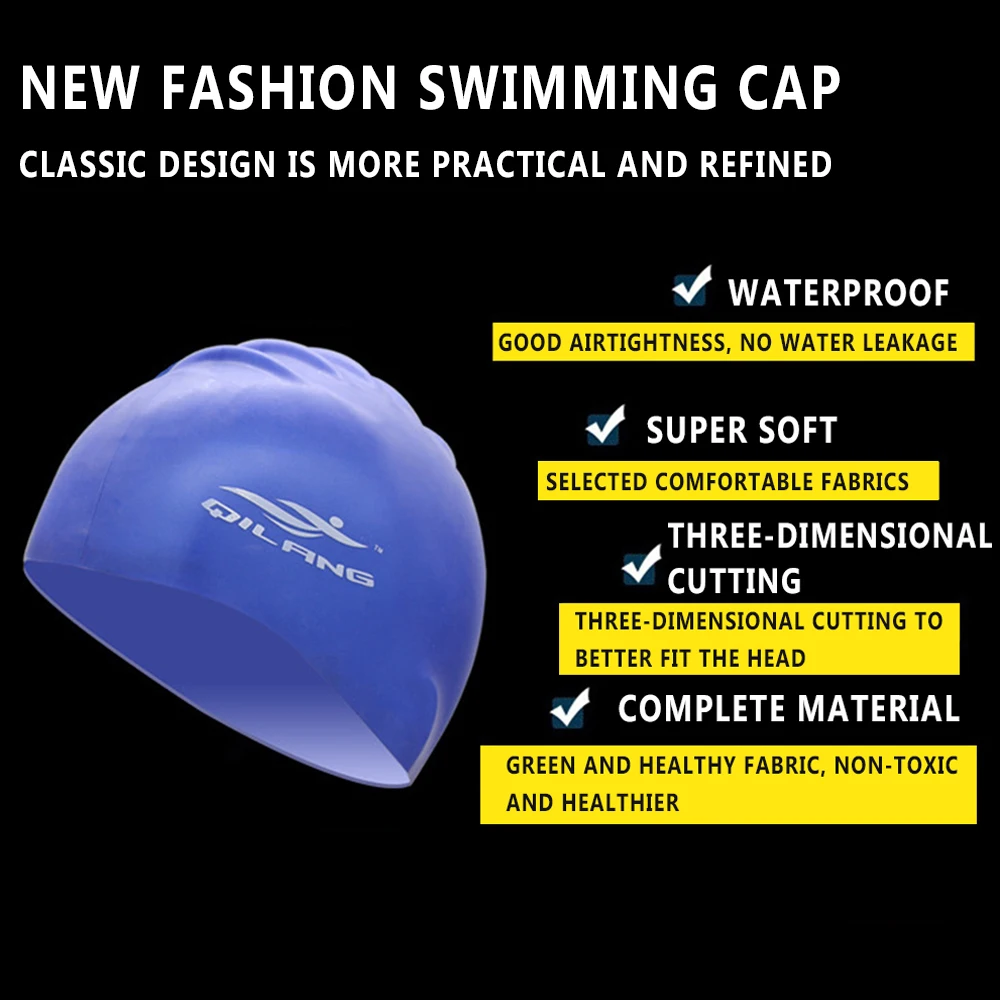 ZAFILLE Women's Swimming Cap Silicone Ear Protection Waterproof Hat For Pool Colorful Bathing Swim Caps Accessories |