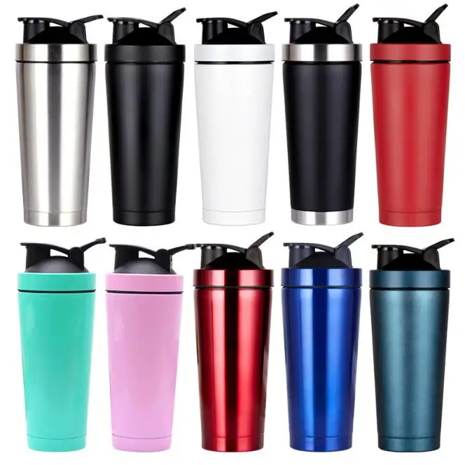 

50pcs 25oz Stainless Steel Protein Shaker Gym Shake Kettle Sport Milkshake Mixer Water Bottle Whey Protein for Fitness BPA-Free