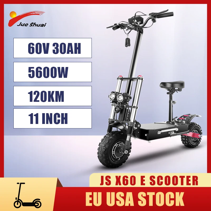 

Электрический скутер 60 в 5600 Вт, складной Ховерборд с двойным приводом, 11 дюймов, шины для внедорожника, электроскутер, новинка 100 км, взрослый...