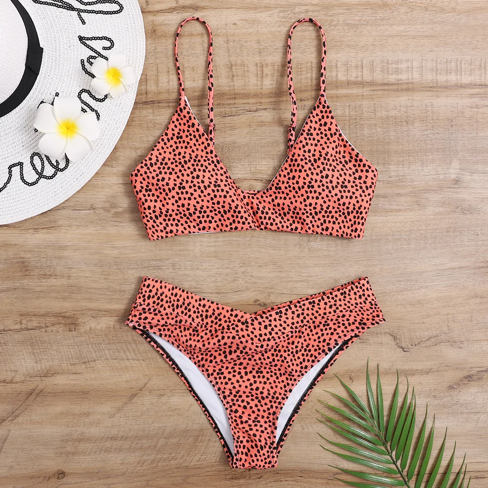 

Two-piece Women's Swimsuit Low Waist 2021 Women's Leopard Print Brazilian Bikini Suit High Waist