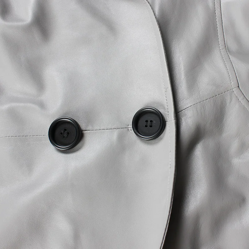 2019 натуральная кожаная женская куртка из овчины серый и черный цвета свободная