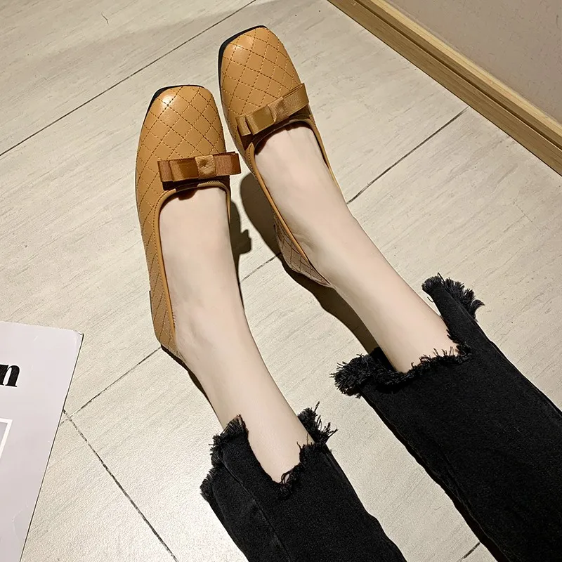 2021 Casual Woman Shoe Pointed Toe Shallow Mouth Female Footwear Knot All-Match Autumn Soft Flats Shoes