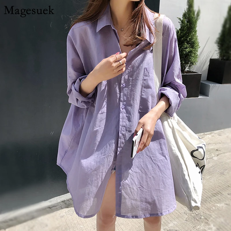 

Blusas Mujer De Moda 2021 Korean Summer Women Blouses Oversized Long Sleeve Casual Oversize Shirt Women Clothes Tops Female 9910