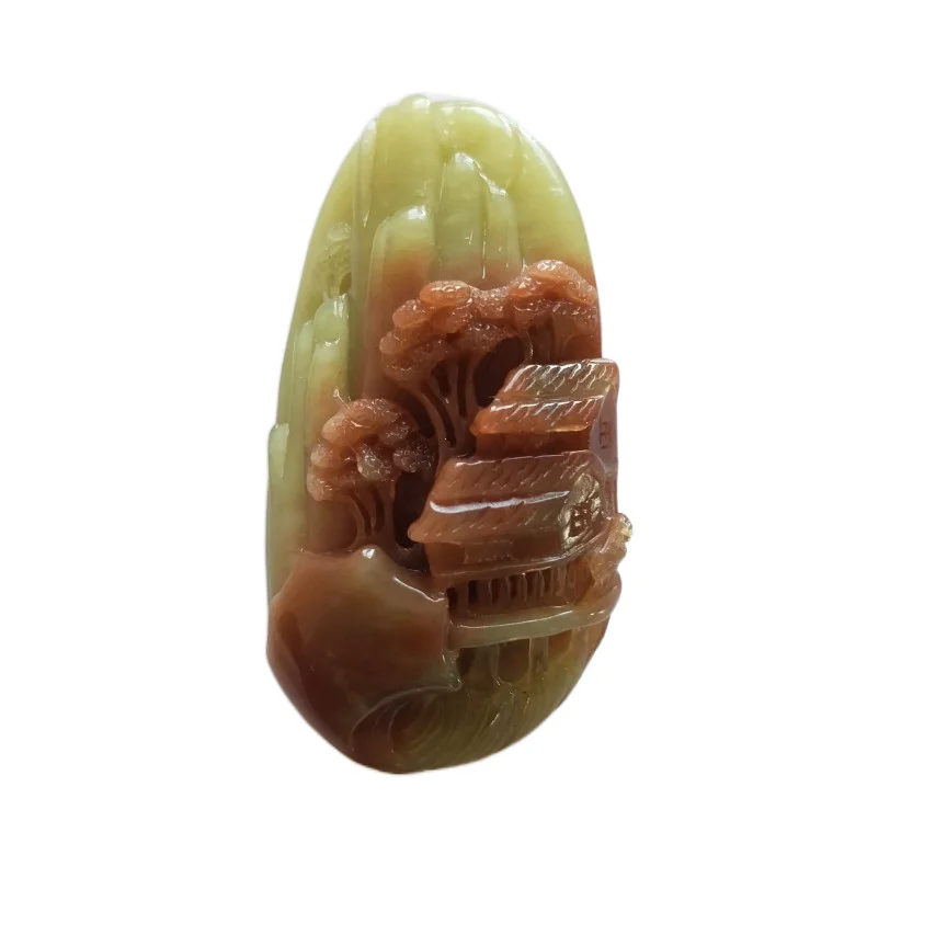 

Natural 7A xiuyu jade A Hand-Carved jade landscape unique jade pendant gift jade pendant jade necklace pendants jewelry