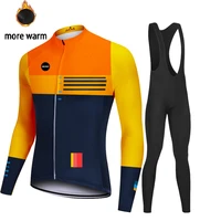 2020 sdig men suits winter cicling riding bicycle long sleeve set ciclismo velveteen sweatshirt cycling jersey bib trousers