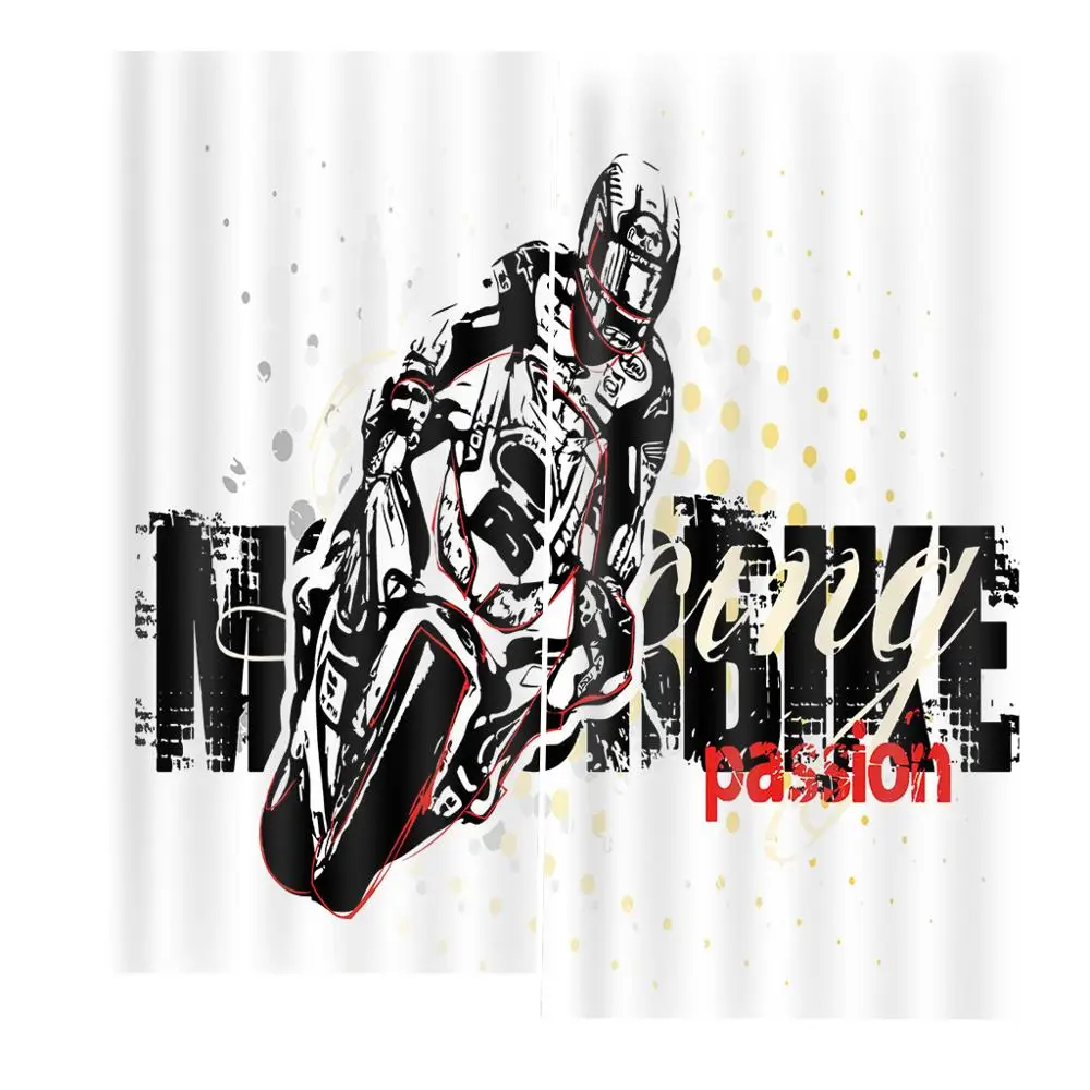 Мотоциклетные шторы с буквами классические тканевые занавески для окон принтом