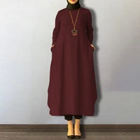 abaya fashion solid color pocket ramadan plus size dress muslim women long skirt saudi arabia islamic morocco casual long skirt