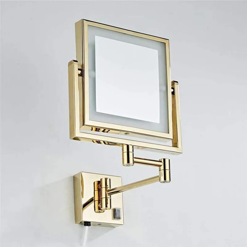 WZLY зеркала для макияжа черный латунный СВЕТОДИОДНЫЙ удлиняющийся Складной