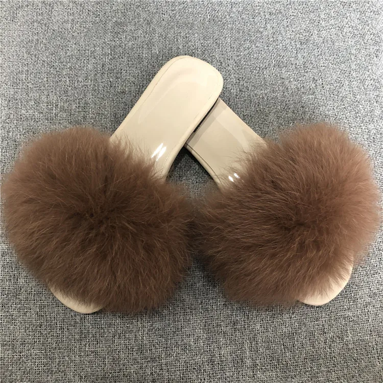brown 2 Instagram Online Cilibrity/Женская обувь; меховые шлепанцы; модные женские шлепанцы с натуральным лисьим мехом; летние сандалии с мехом енота для путешествий - Цвет: brown 2