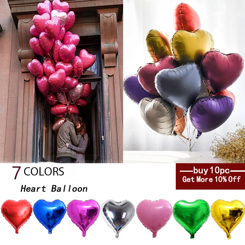 

10pcs 10 Inch Rose Gold Helium Foil Heart Shape Balloons For Wedding Decoration Happy Birthday Party Decorations Kids Ballon