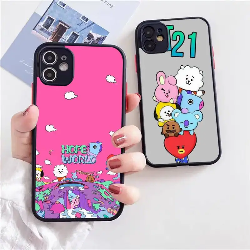 

Zororong Cartoon Funny B-BT21 Phone Case For iphone 13 12 11 xr xs x 7 8 pro max Plain Soft TPU Silicone Clear Case Cover