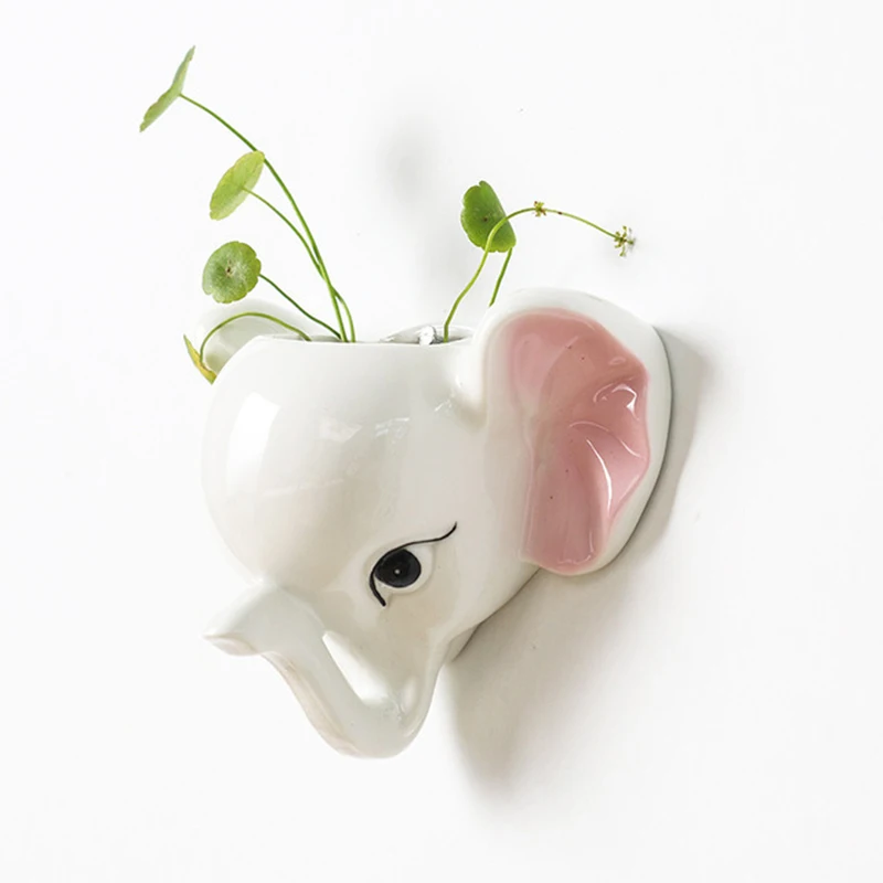 Декор Комнаты Cute Elephant Hanging Planter Ceramic Ower Pots Gardening Container Animal Decor For Indoor Outdoor Home | Дом и сад