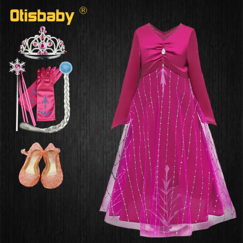 Женское рождественское розовое платье Эльзы детский костюм для вечерние детское