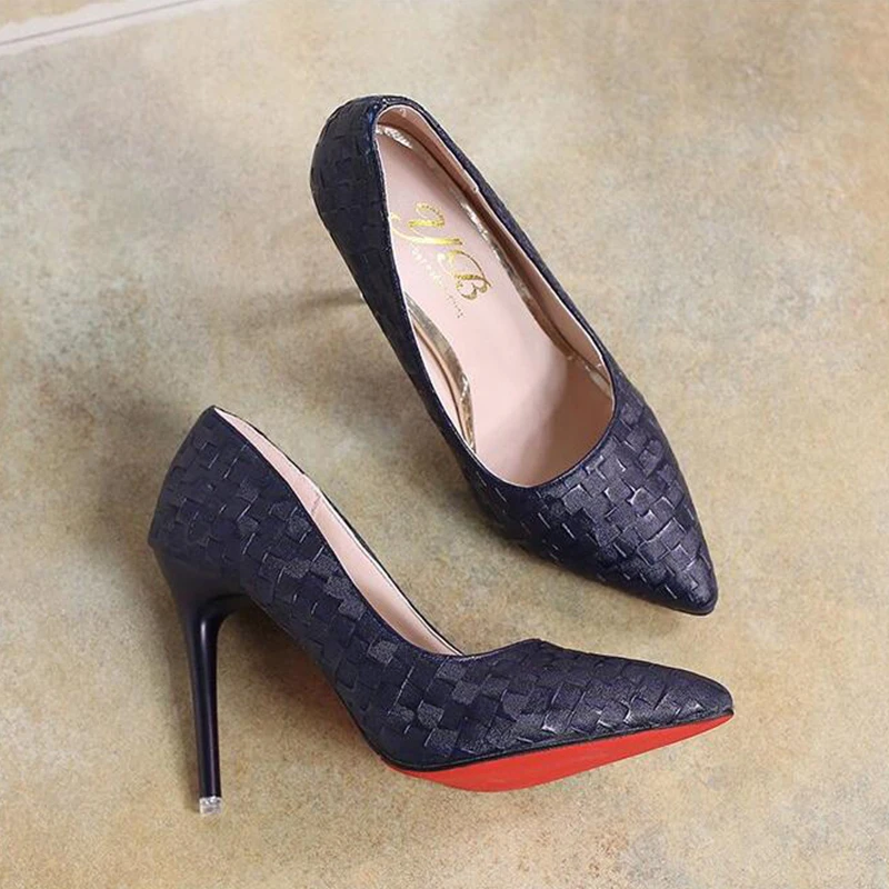 Туфли-лодочки женские на высоком каблуке заостренный носок без застежки