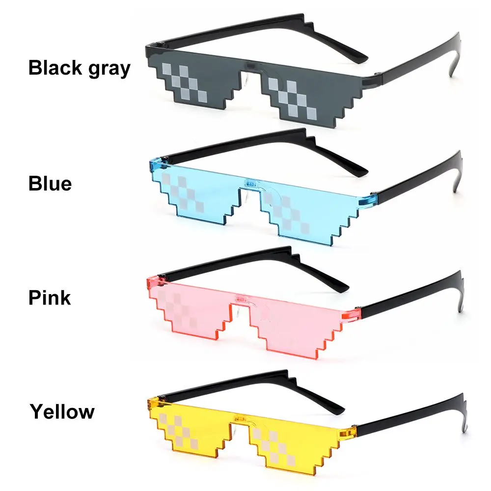 NEW Design Funny Mosaic Sunglasses Thug Life Sun Glasses Pixel Black Retro Gamer Robot Sunglasses Birthday Party Cosplay Favors images - 6