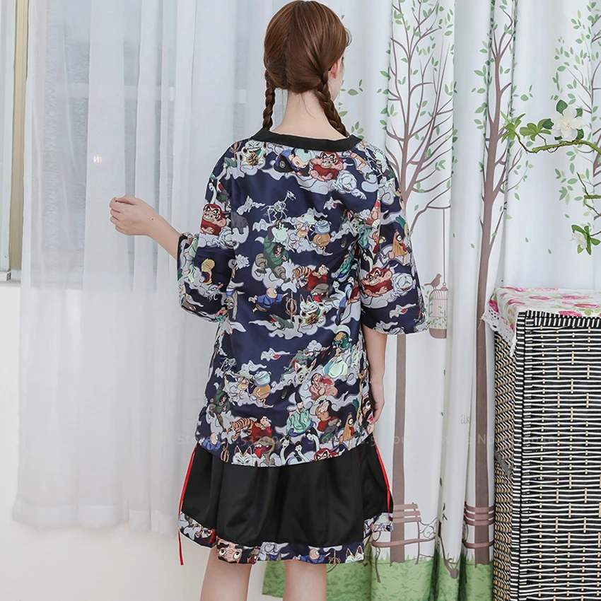 Японский традиционный банный халат-кимоно Yukata куртки женские Hyakki Ukiyo-e кардиган с