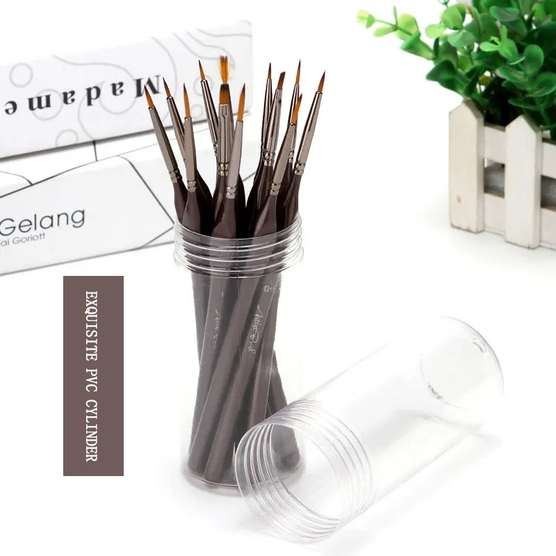 

Professional 12 miniature paintbrush detail set micro tiny fine brushes detailing model acrylic rock painting with watercolor