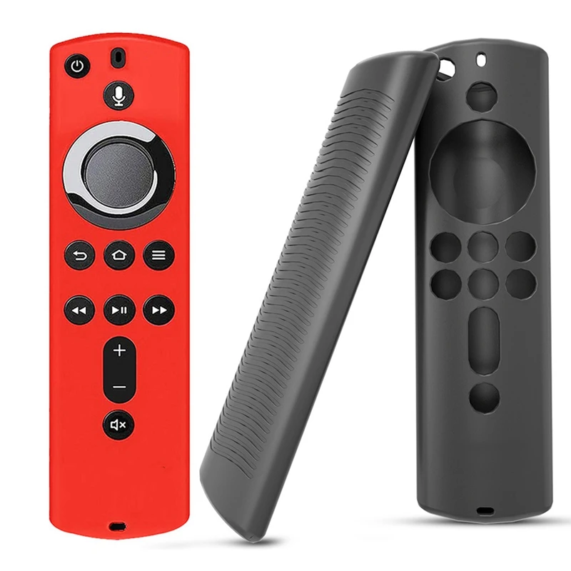 

2 Pcs For Amazon Fire TV Stick 4K TV Stick Remote Silicone Case Skin 5.9 Inch Remote Control Shell Cases, Black & Red