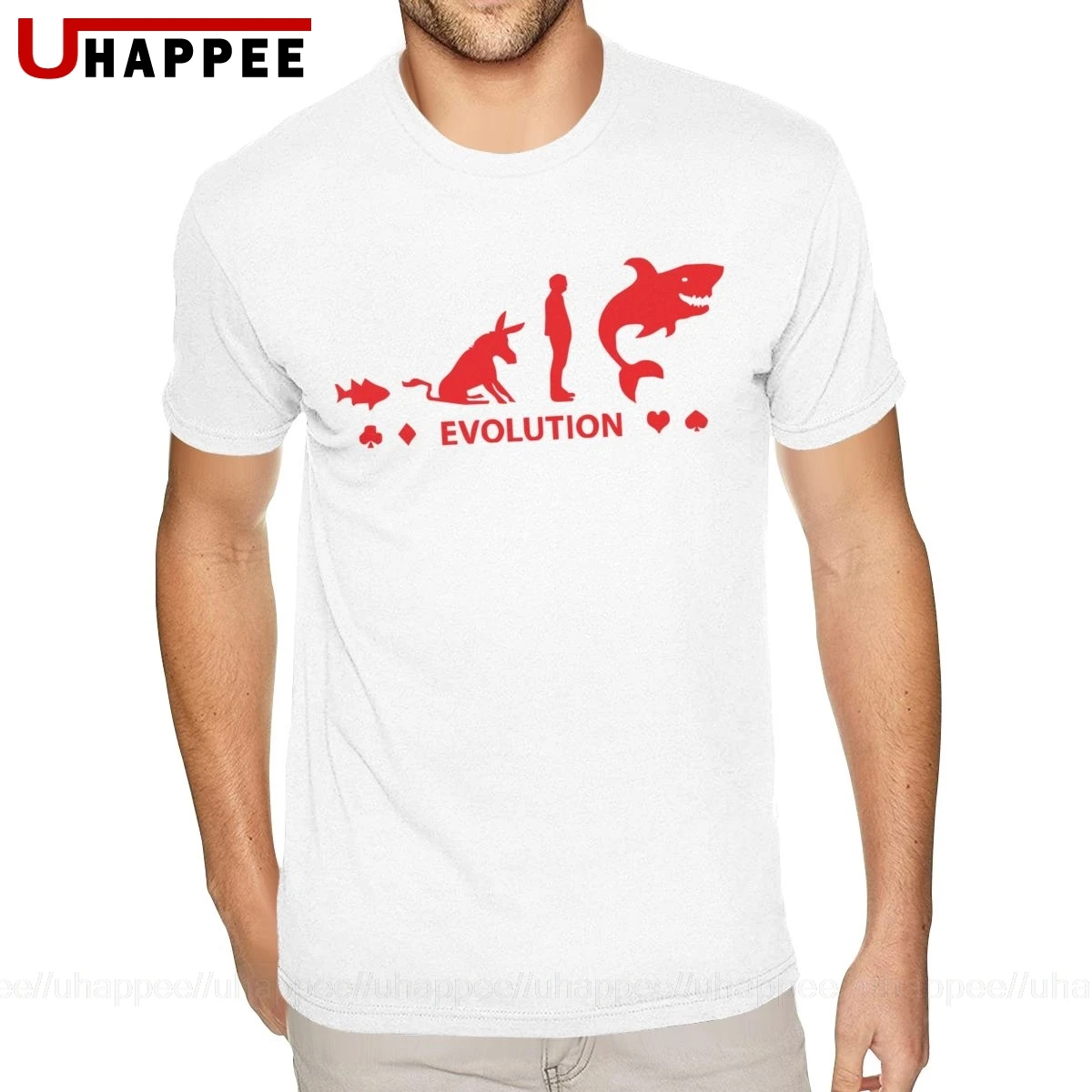 Мужская забавная Футболка с принтом покера рыбы акульи эволюции парень 2020