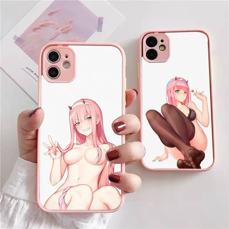 

Darling in the FranXX Zero Two Waifu Phone Case For iphone 13 12 11 xr xs x 7 8 pro max Plain Soft TPU Silicone Clear Case Cover