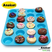 anaeat 1pc 24 hole silicone soap cookies cupcake bakeware cake pan tray mould home diy cake baking tool mold