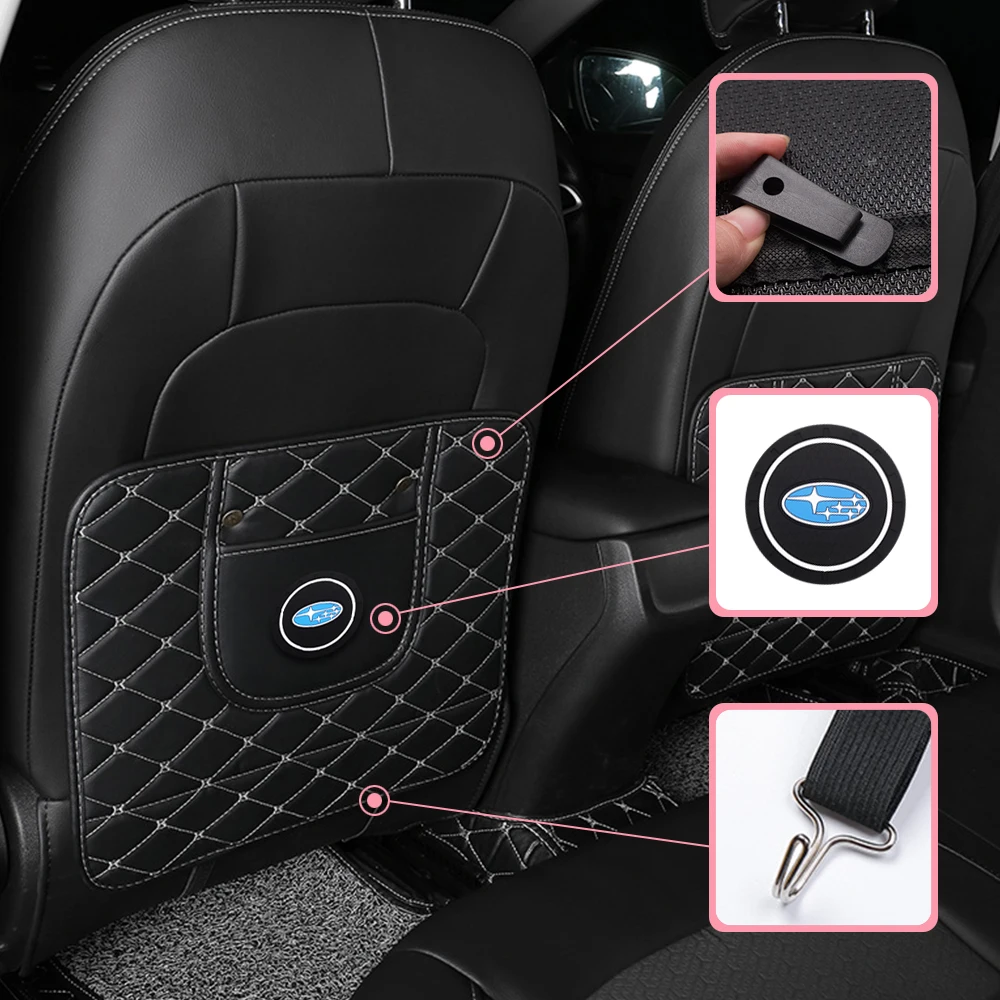 

PU Leather Car Seat Back Anti Kick Pad Car Waterproof Seat Back Protector Cover For Subaru Impreza Forester Tribeca XV BRZ