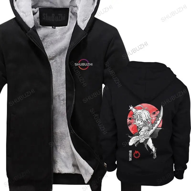 

mens winter hoody warm hooded zipper Seven Deadly Sins Anime Awesome Artwork Printed new homme casual style thick hoodie coat