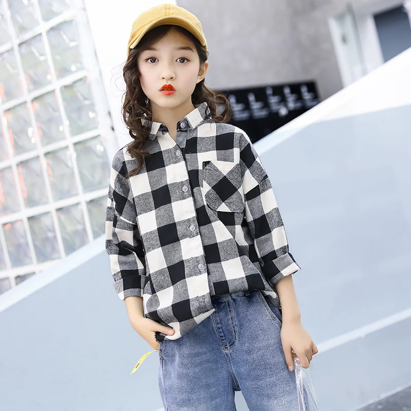 Классическая рубашка в клетку европейском и американском стиле для больших