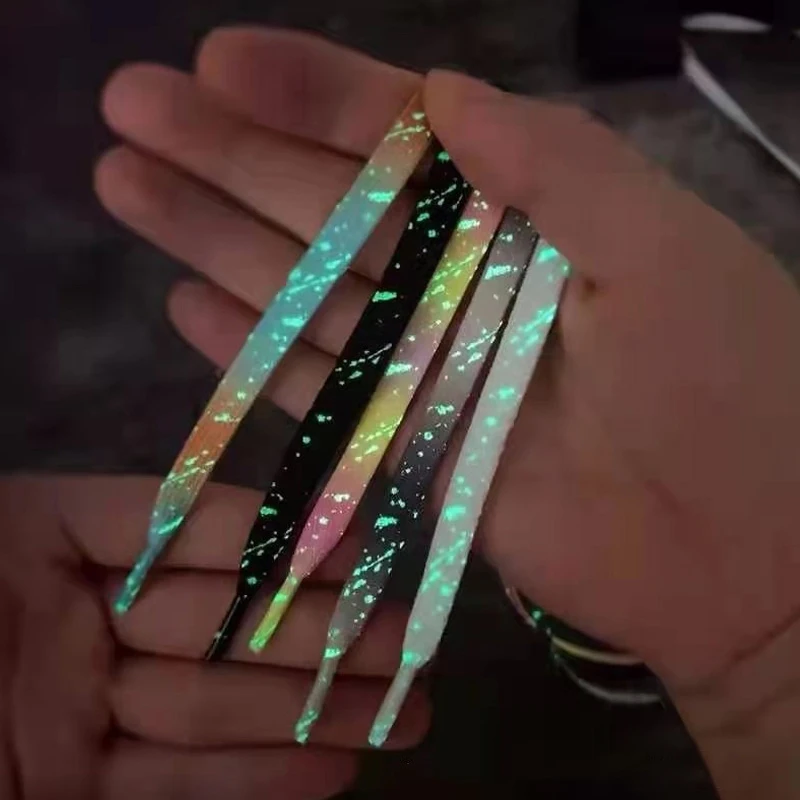 2021 New Luminous Ink Splashing Shoelaces Flat Laces Sneakers ShoeLaces Double-sided High-bright | Обувь