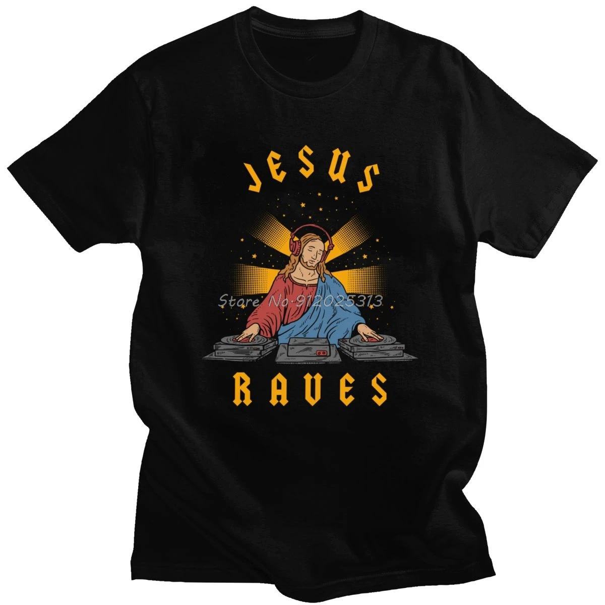 Крутая футболка DJ с изображением Иисуса рейва мужская хлопковая модная