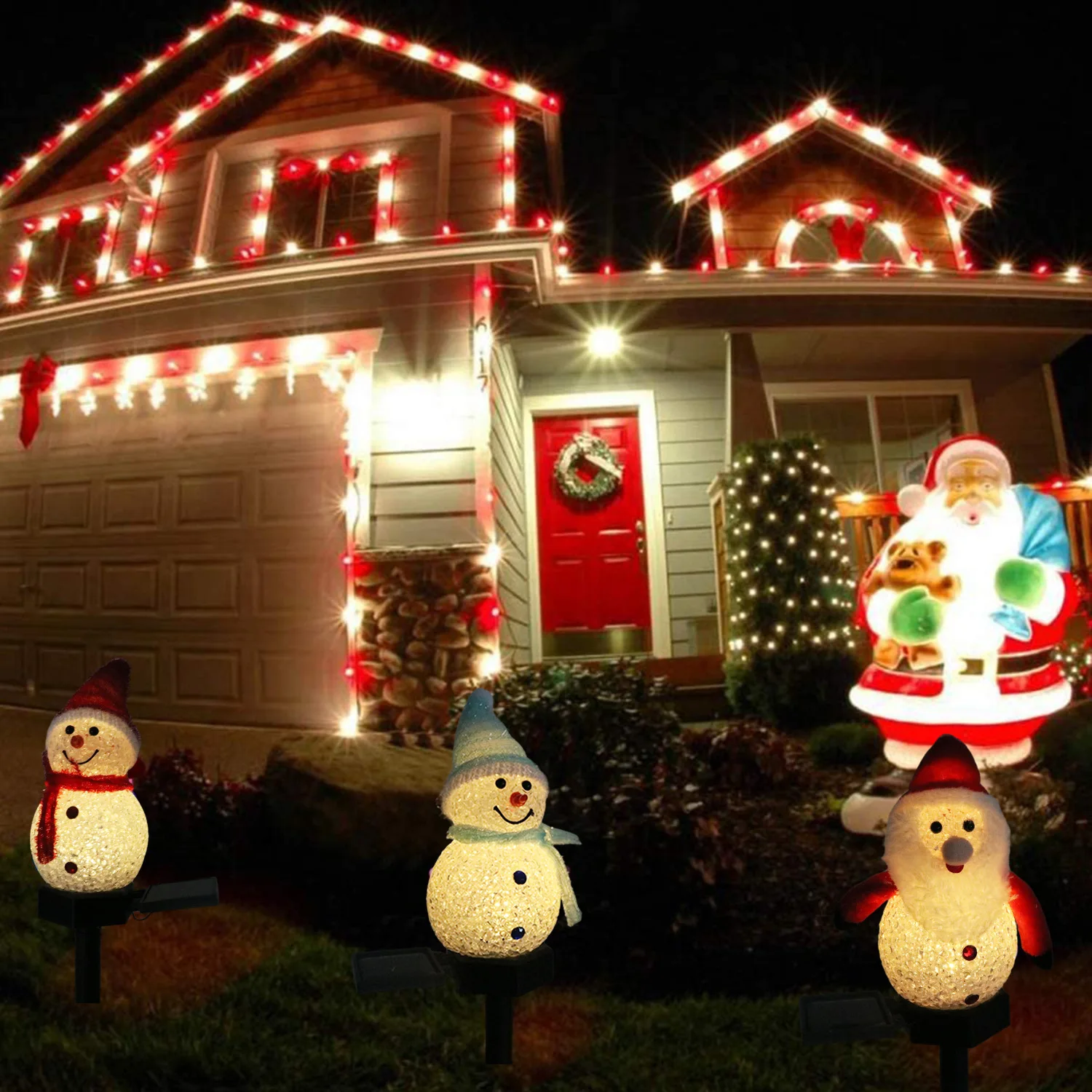 Outdoor Snowman Solar Led Light Fairy Lights Xmas Series Cartoon Christmas Lawn Lamp Garden Decoration New Year | Лампы и освещение