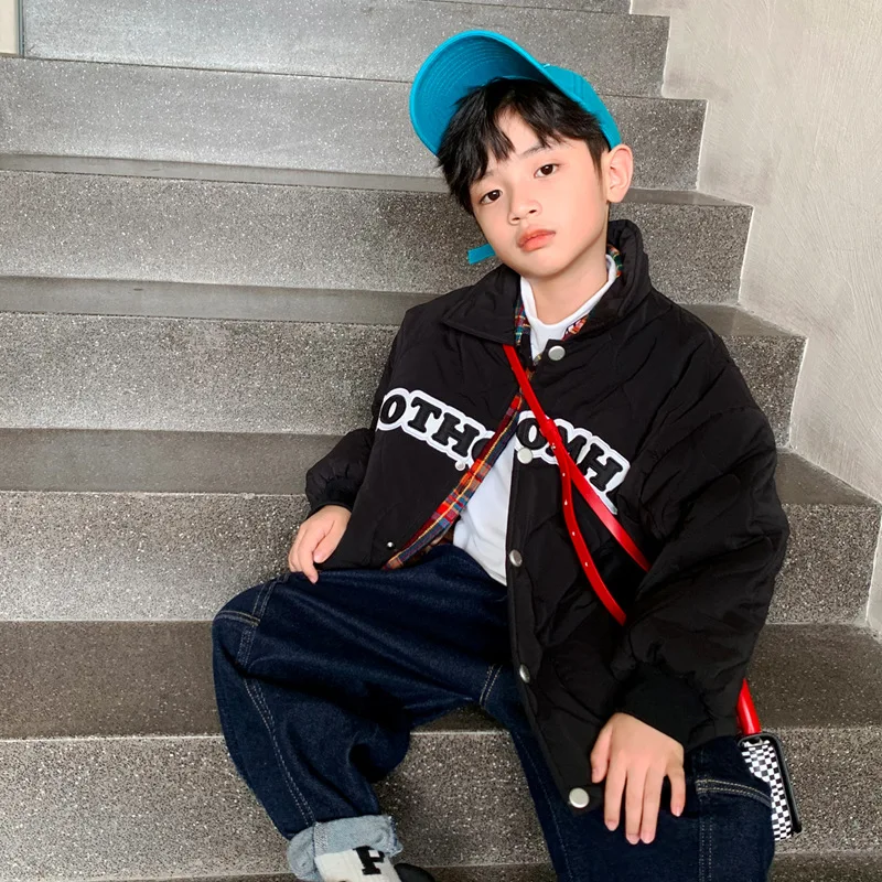 

New Children Korean Thick Warm Lapel Jacket Teen Kids Casual Sport Handsome Fashionable Wadded Jacket Boys Heavy Coat Outerwear