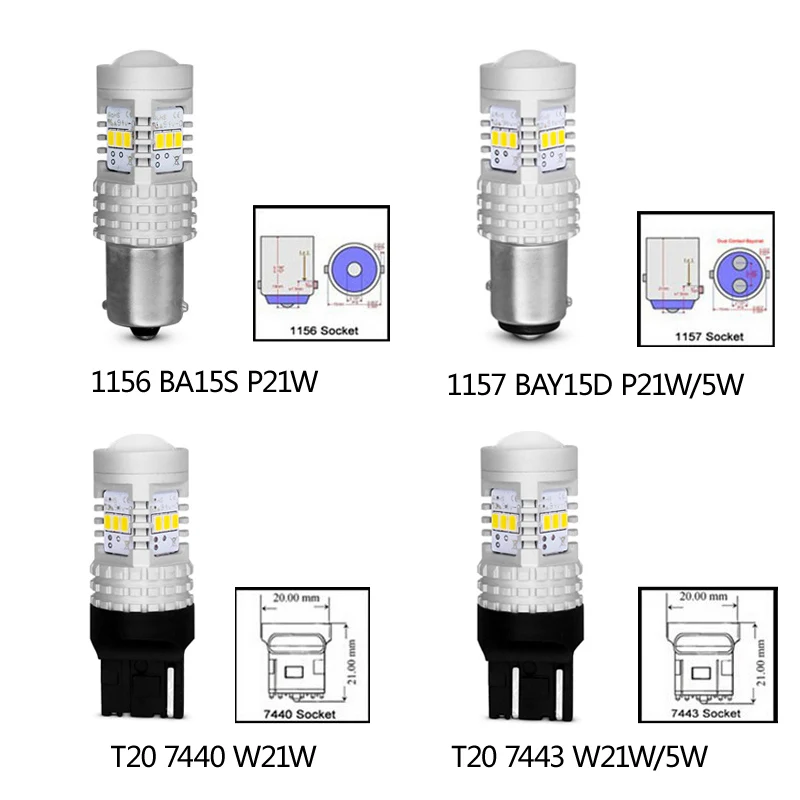 2x 1100LM BA15S P21W 1156 светодиодный S25 1157 BAY15D 7440 7443 W21W Белый Автомобильный задний стоп-сигнал заднего хода DRL сзади Парковка лампы