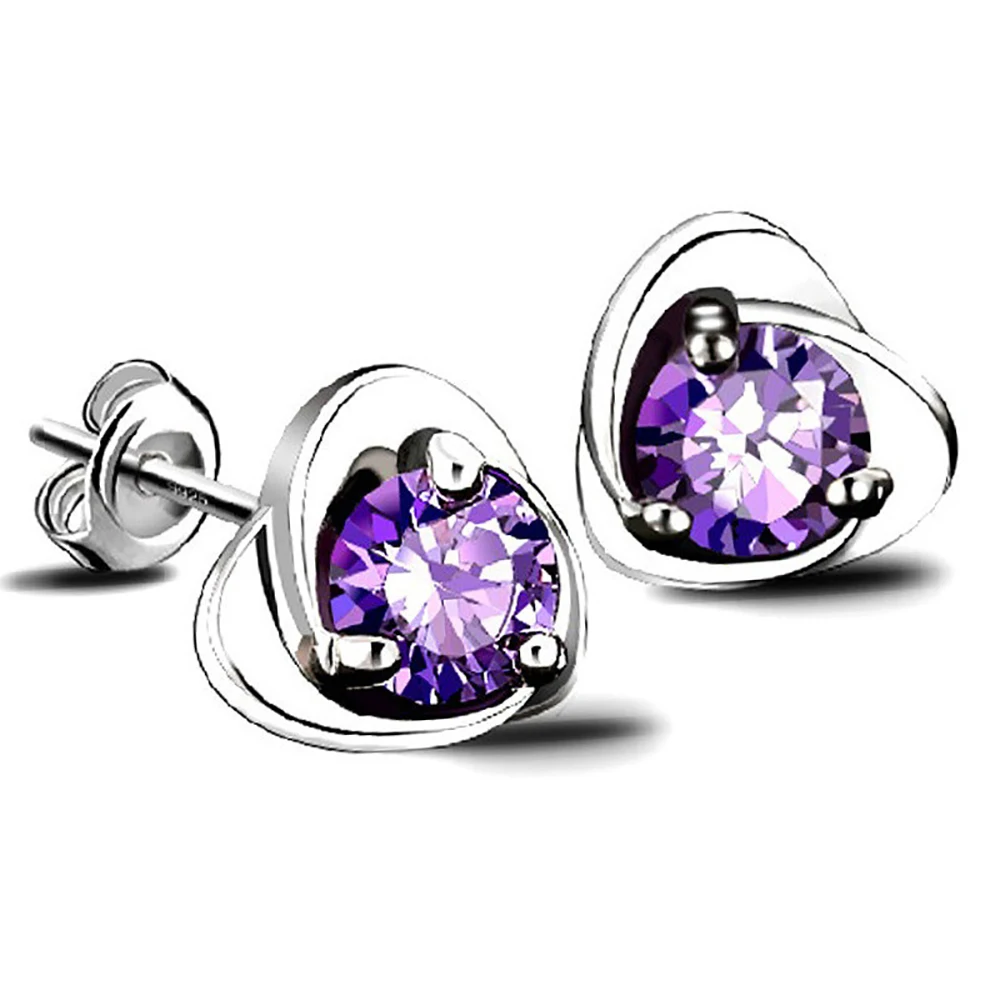 Трендовые Кристальные серьги-гвоздики 2020 новые фиолетовые в форме сердца со