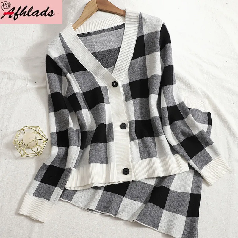 

Осенний Повседневный вязаный костюм, тонкий кардиган с длинным рукавом и облегающая юбка-трапеция, костюм из двух предметов