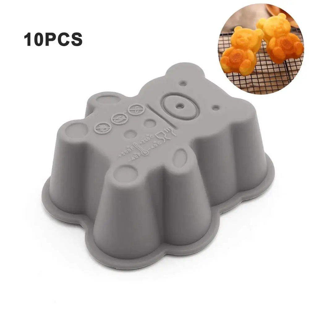 10 шт./упак. силиконовая форма мини-медведь формы для выпечки Чехол Для Маффинов