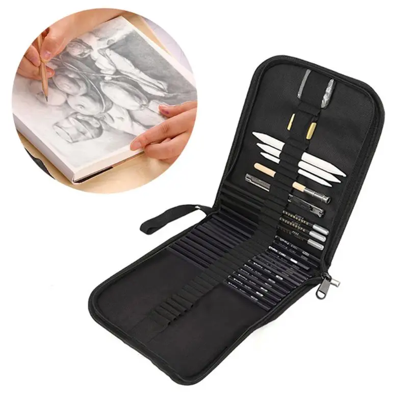 

Sketch Drawing Pencil Professional Charcoal Sketch Tool Brush Set Student With Rubber Art Brush Set X3UE