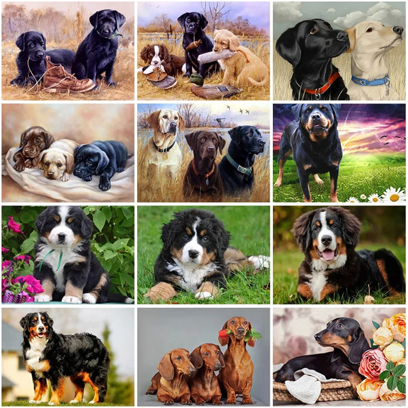 

5D Dog Diamond Painting Animals Rhinestone DIY Full Square Round Drill Dog Diamond Embroidery Diamond Mosaic Home Decoration