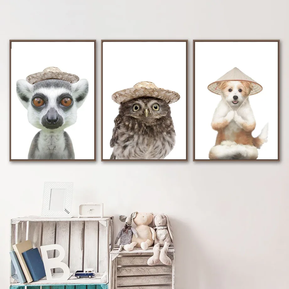 Картины с забавными животными сова медведь собака лиса альпака енот