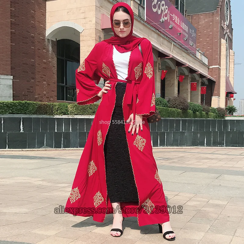 Дубай открытая абайя кимоно мусульманский хиджаб платье кафтан Abayas исламская