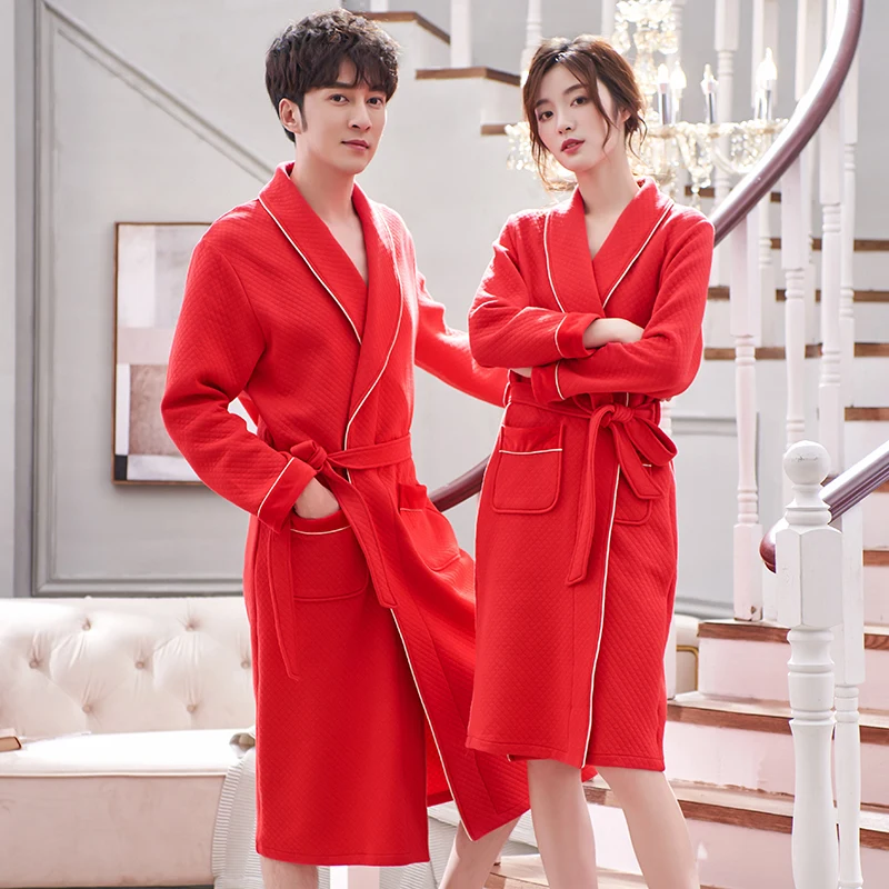 Халат для влюбленных на осень и зиму хлопковый стеганый топ сна кимоно Халаты