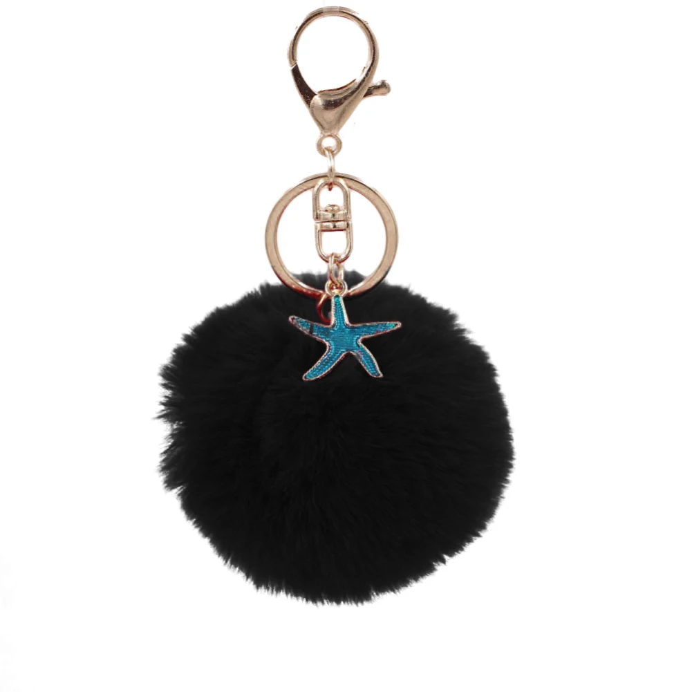 8 см пушистый помпон в форме морской звезды автомобильный держатель для ключей