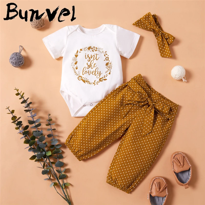 Bunvel/комплект одежды из 3 предметов: штаны + повязка на голову комбинезон с бантом